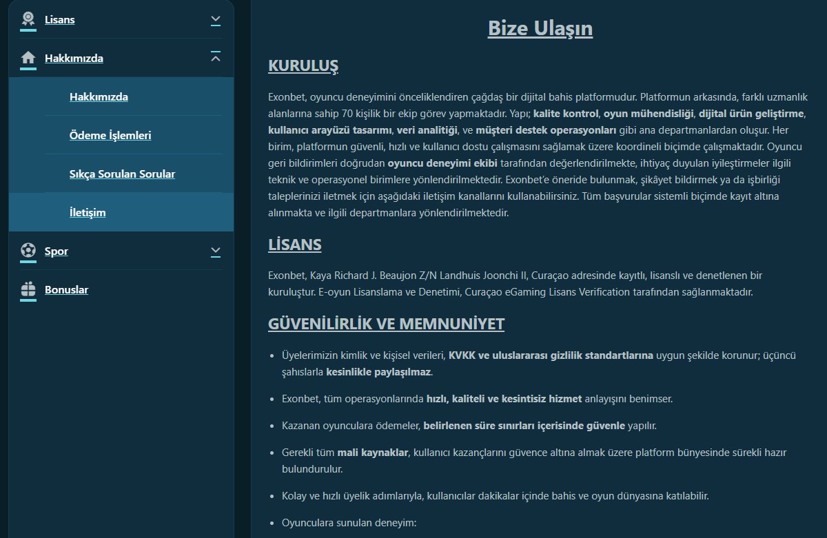 exonbet müşteri hizmetleri